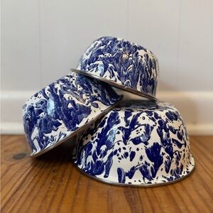 Blue and White Enamel Bowl set of 3